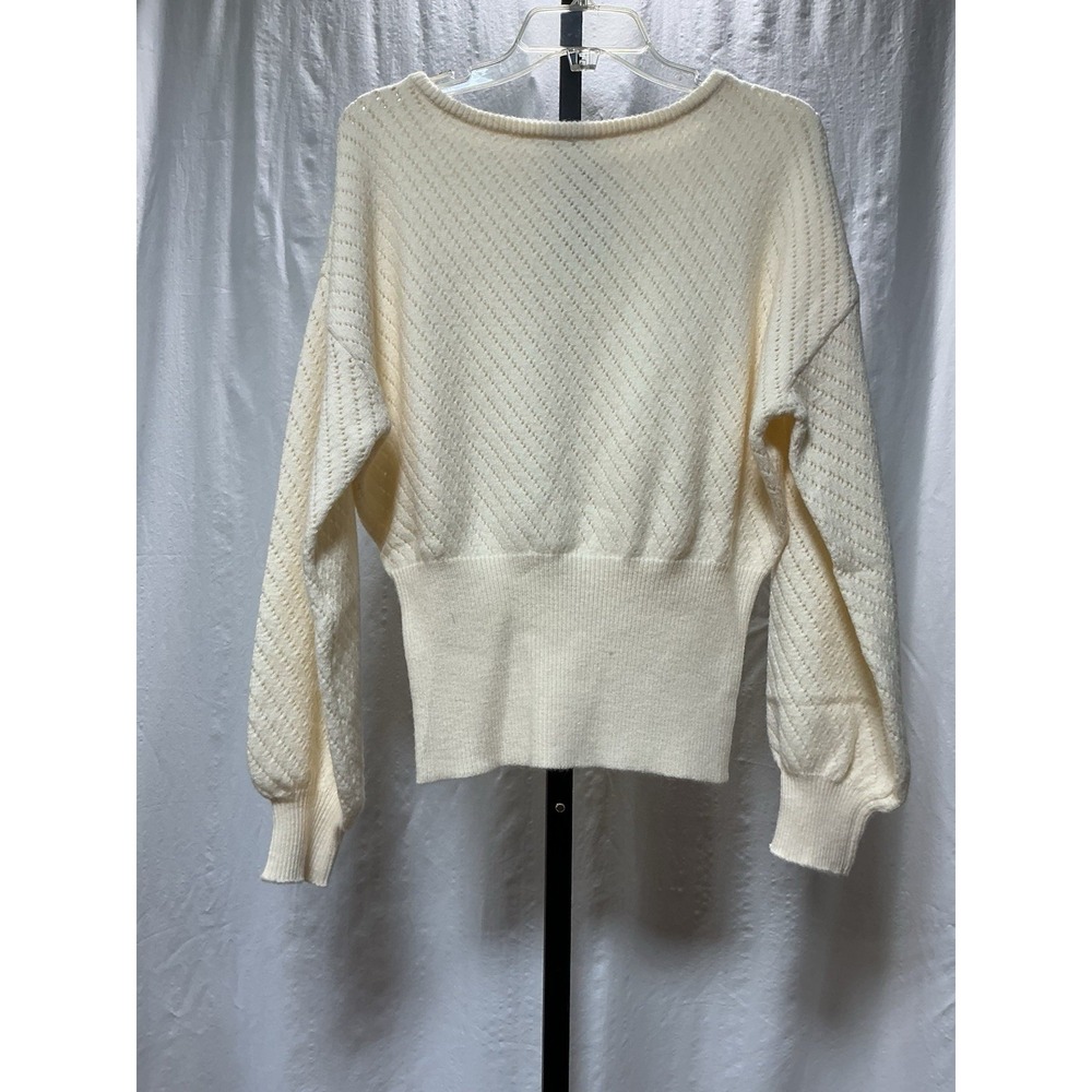 CUPSHE Women's Sweater M Ivory Cream Open Knit Boat Neck Dolman Sleeve NWT